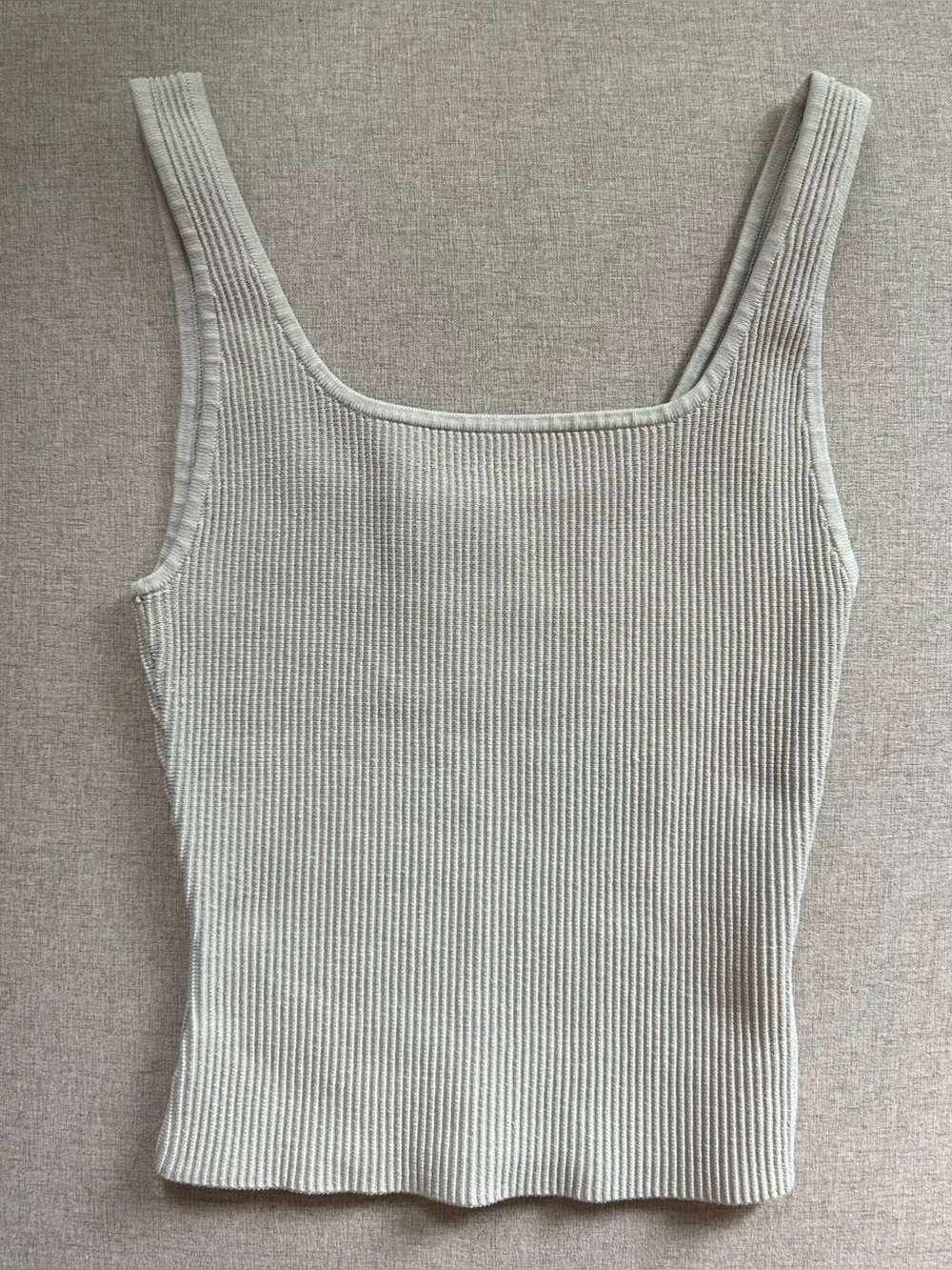 Aritzia Babaton Ribbed Square-Neck Tank Top in Matte Pearl
